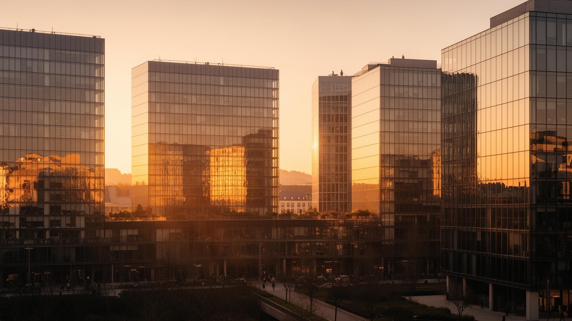 Luxembourg business district at golden hour